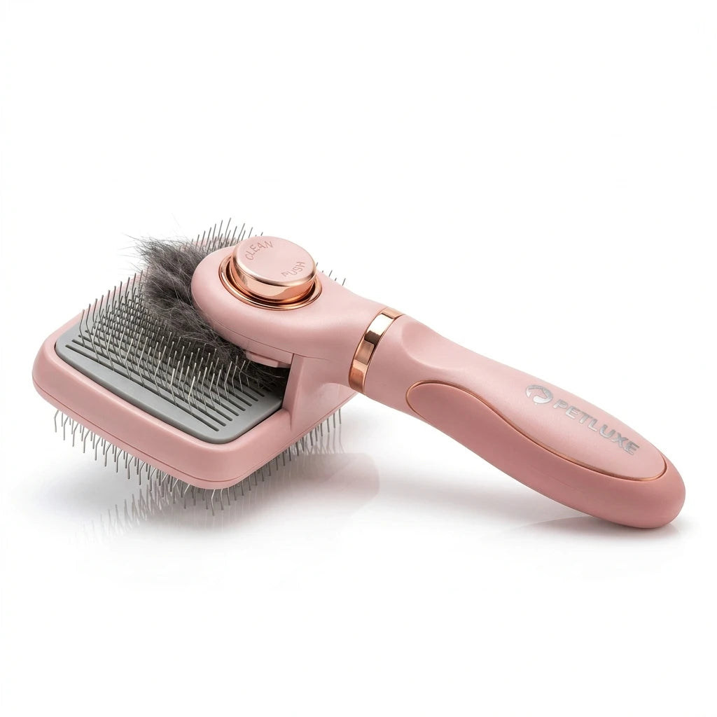 GlowGroom™ Pro Self-Cleaning Slicker Brush - Gentle Deshedding for All Fur Types